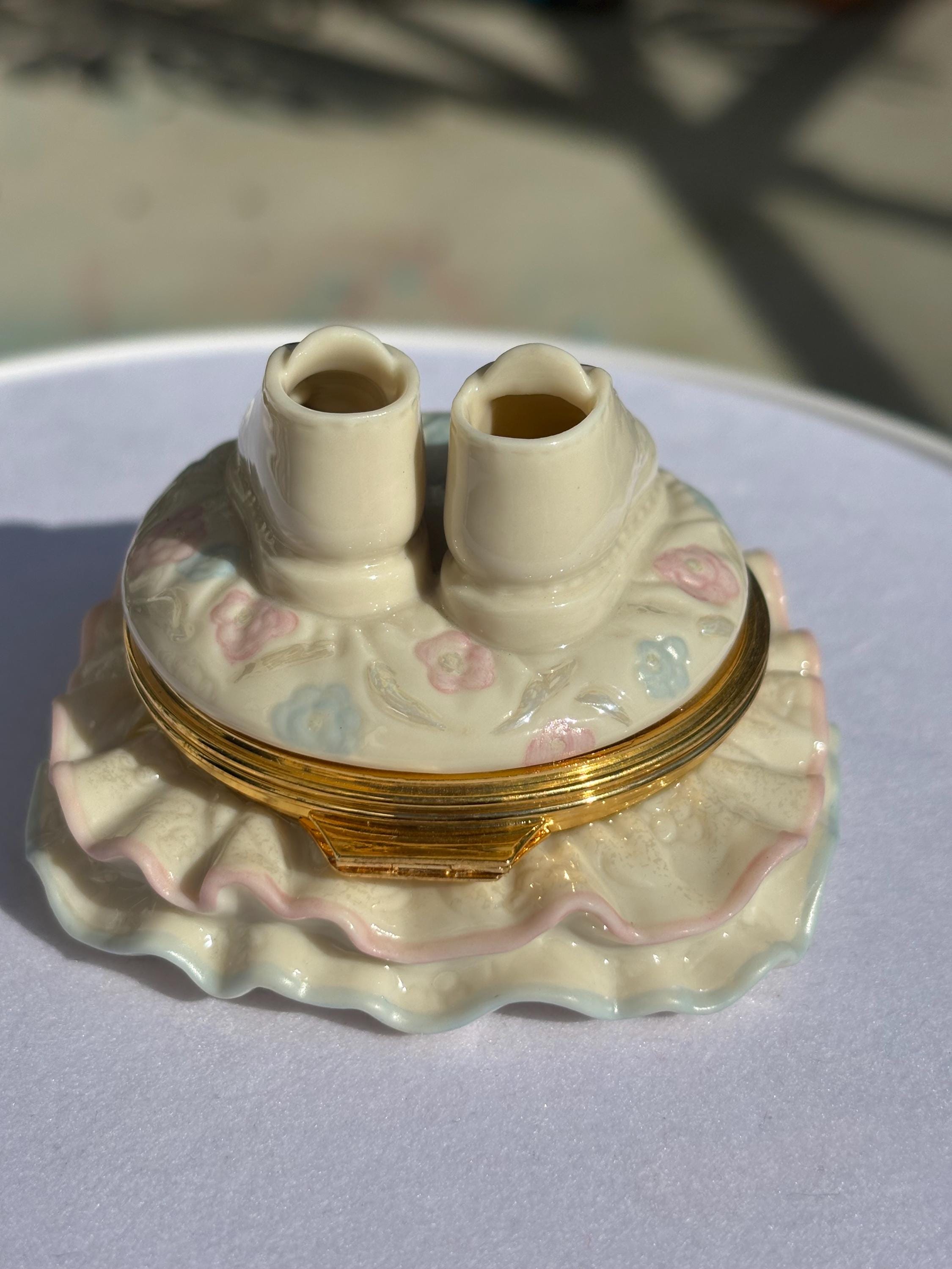 Vintage Lenox Porcelain Trinket Box | Baby Booties, Gold Trim - Etsy