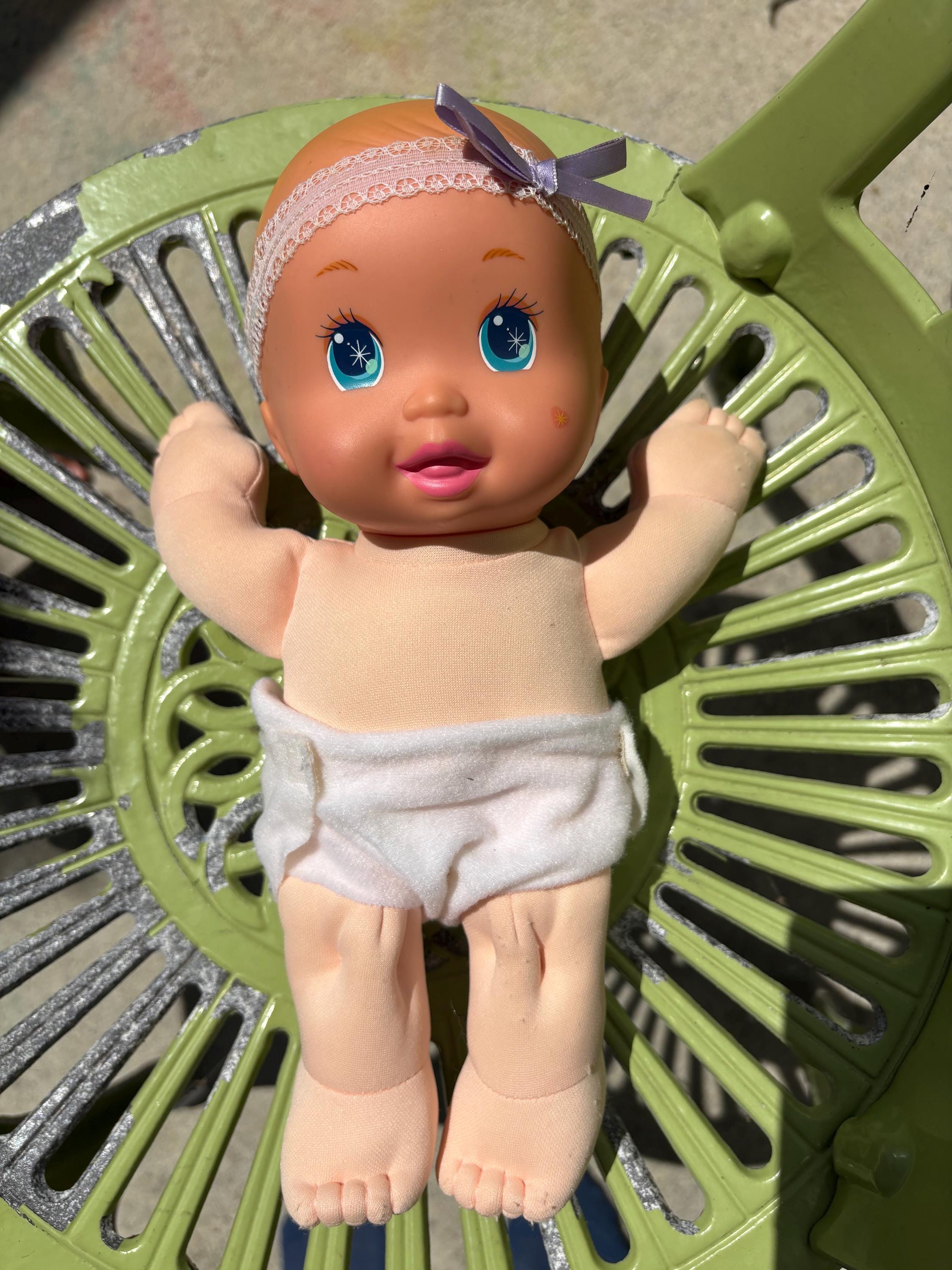 1990s Magic Nursery Baby Doll With Carrier Backpack, Plush Body