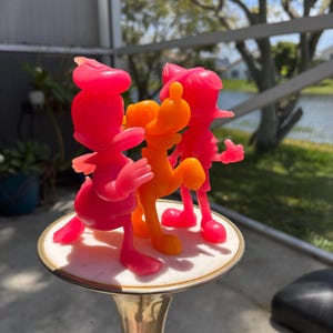 Vintage Louis Marx Disney Figures Donald Duck Pinocchio Pluto | Neon Translucent Toys 1970s | Retro Disney Collectibles