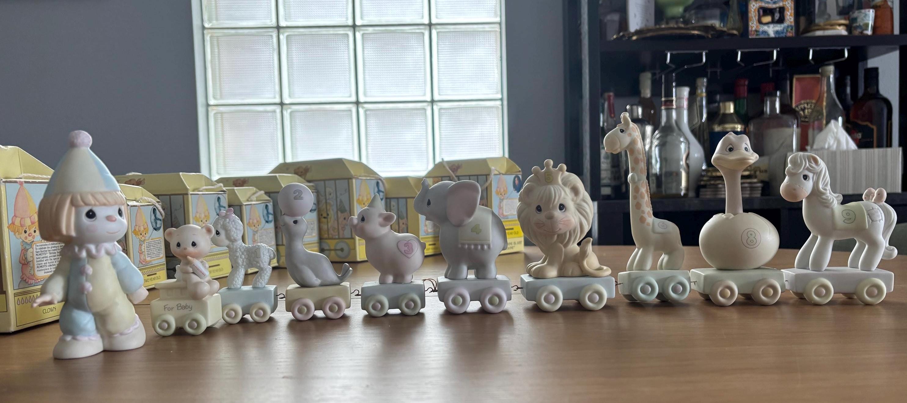 Precious Moments Birthday Train Figurines – Enesco 1980s Ceramic