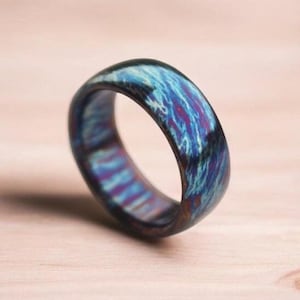 Unique Titanium Ring Dome Shape Colorful Random Titanium Pattern Heat Anodized Handcrafted Ring For Men Personalize Anniversary Gift For Her
