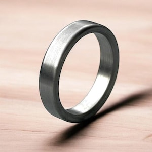 Minimalist Unique Titanium Brushed Finished Ring Simple Handcrafted Titanium Ring 5mm Ring For Men Anniversary Wedding Band Gift For Him.