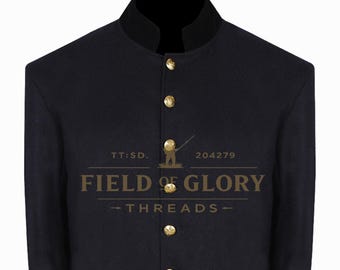 US Civil War Union marineblauwe jas met enkele borst en zwarte manchet en kraag