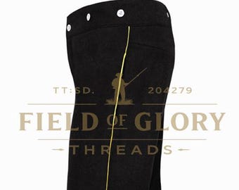 Zwarte wollen burgeroorlogbroek - re-enactmentbroek geconfedereerde officier, streep 0,8 rang.