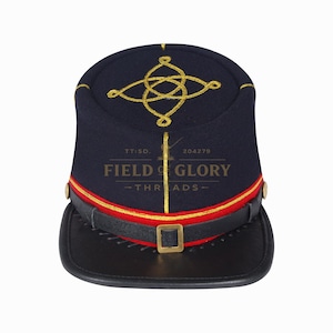 Union Artillery Kepi – Navy Blue with Red Band, Braided Top (1 to 4 Rows Available)