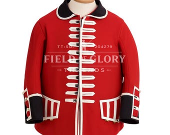 Red Frock Coat with White Braiding - Revolutionary War Uniform