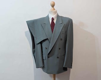 Like 1940s Double breasted grey blue suit