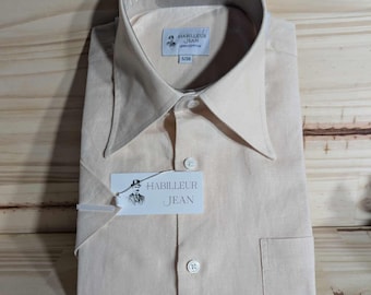 French Collar Beige Linen coton shirt