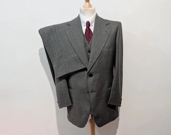 1930s Three-piece Belt-back Suit | Vintage 30s Blue Wool Flecked