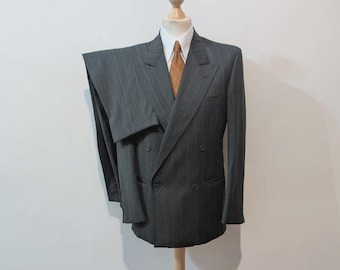 Vintage 30s Blue Button Fly Double Breasted 2- Piece Men's Suit in
