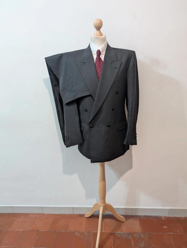 ジャケット・アウター 30s Special Vintage Double Breasted JKT Size 34/36 Vintage 1930s Double Breasted Belt Back Striped Jacket