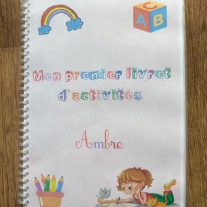 Cuaderno de actividades personalizable - versión sellada y plastificada - A partir de los 18 meses