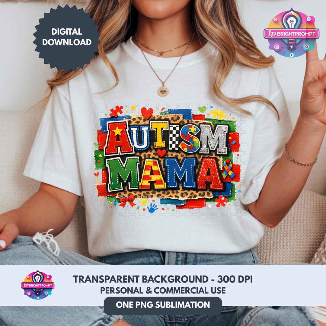 Autism Mama PNG | Puzzle Piece Mom Awareness Design (digital Download ...
