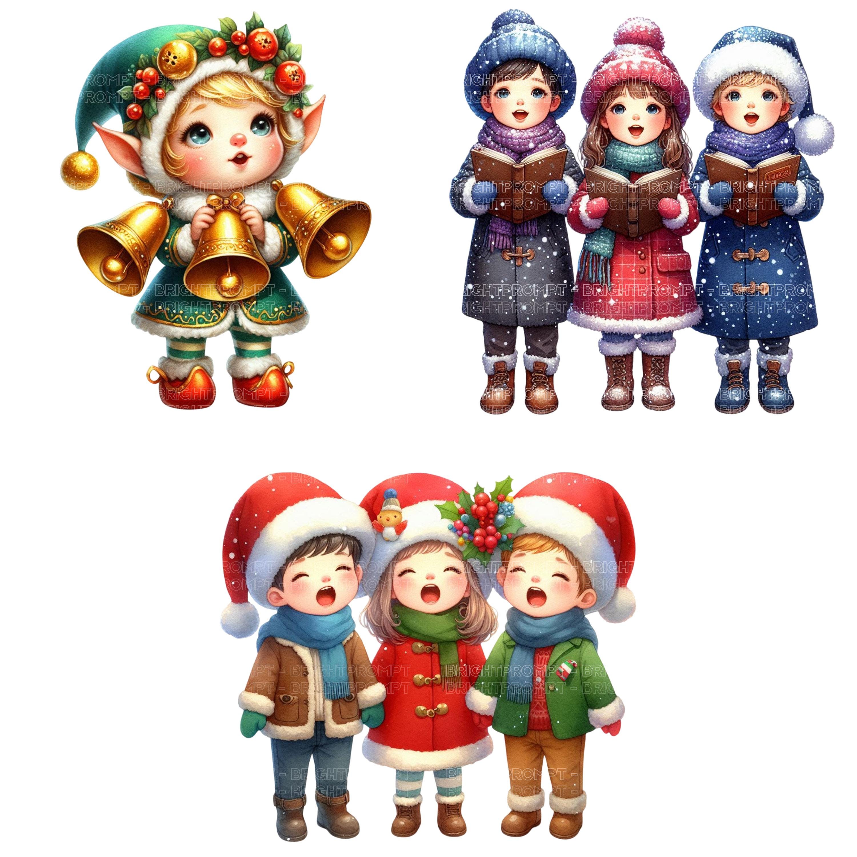 Watercolor Christmas Carol Singers Clipart | Festive Choir PNG Set for  Cards, Posters \u0026 Sublimation Crafts - Etsy Israel, image size:3000x3000