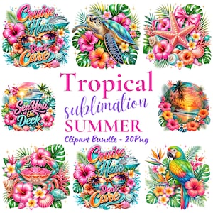 Tropical Summer Sublimation Bundle, T-Shirt Designs, Beach Vacation Shirt PNG, Cruise Summer Sublimation, Digital Download