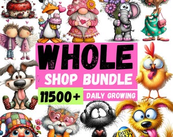Whole Shop Bundles Clipart Lifetime Access, Sublimation Design, Commercial Use | All Future Packs Included