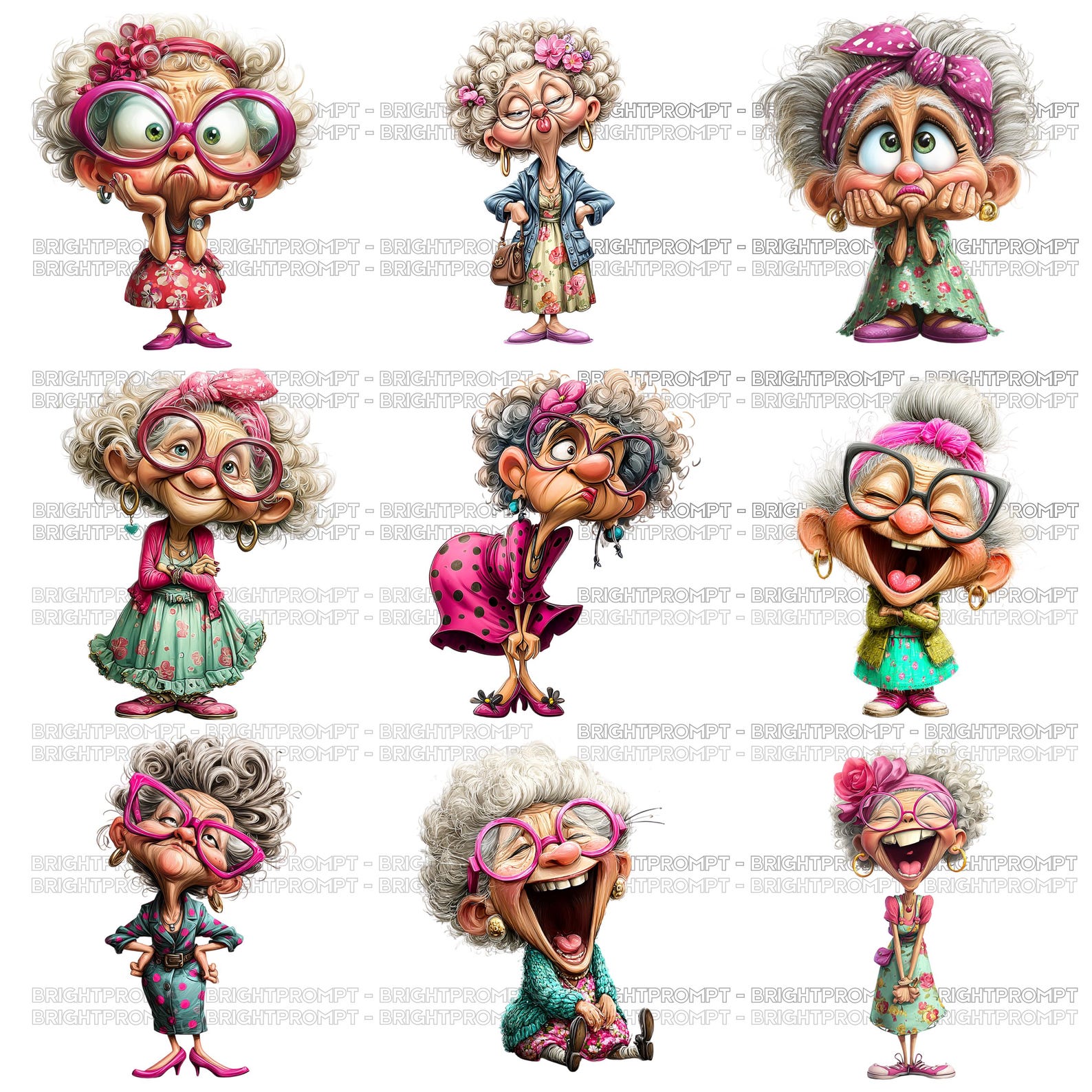 Funny Grandma Clipart Bundle, Quirky Granny PNG Graphics - Etsy