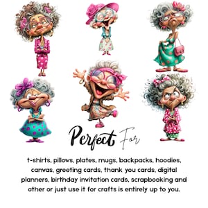 Funny Grandma Clipart Bundle, Quirky Granny PNG Graphics - Etsy