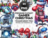 Christmas Gamer Clipart Bundle | VR Santa, Sonic PNG (Digital Download)