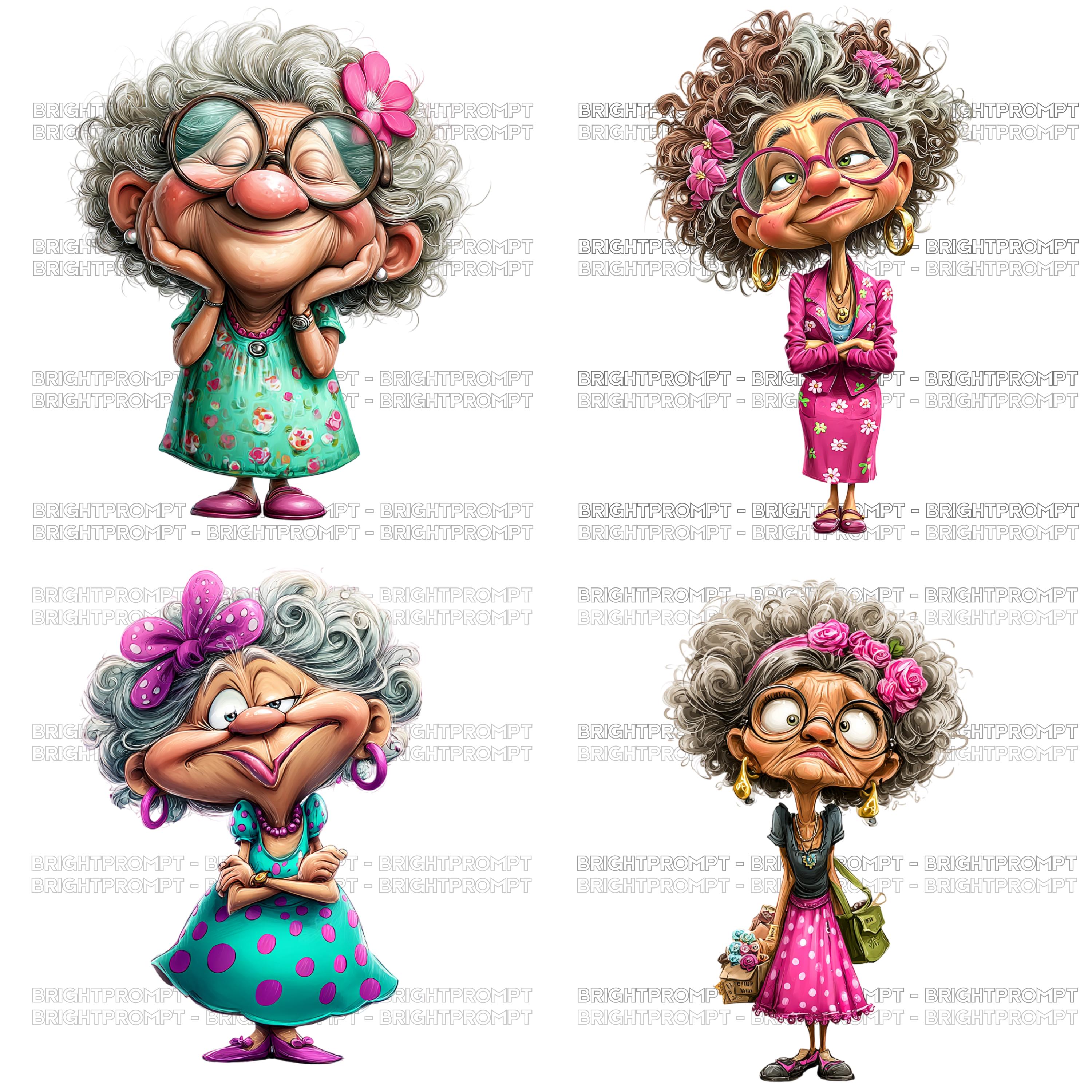 Funny Grandma Clipart Bundle, Quirky Granny PNG Graphics - Etsy