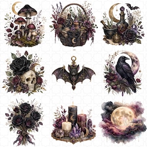 Gothic Apothecary Witch Clipart Bundle, Potion Bottles, Dark Botanical PNG, Mystical Stationery with 40 PNG files featuring potion bottles, spell books, candles, crystals, dark botanicals, moon magic, black florals, ravens, and mystical stationery elements.
gothic clipart, witch clipart, apothecary png, potion bottle png, dark botanical, mystical png, spell book png, witchy stationery, gothic journal, moon magic png, crystal clipart, gothic floral png, digital download
