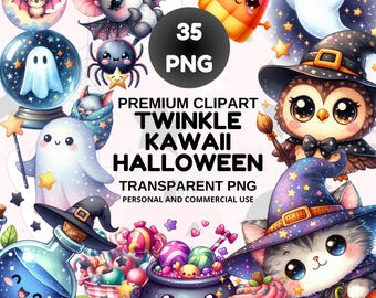 Kawaii Halloween Clipart | 35 Spooky PNG Graphics