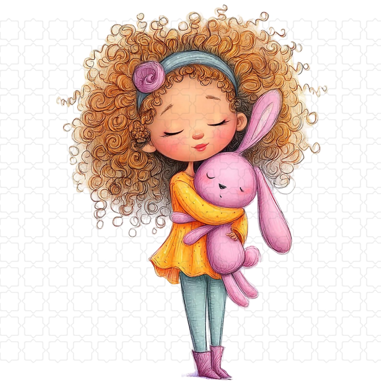 34 Quirky Girl With Bunny Clipart | Plush Rabbit Characters | Nursery ...