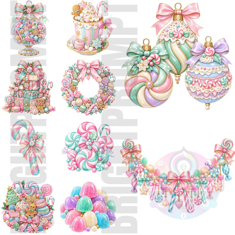 Pastel Christmas Candy Clipart Bundle, Candyland Sweets PNG, Gingerbread Cookies & Candy Cane Graphics Featuring gingerbread, Christmas cookies, candy canes, peppermint sweets, cupcakes, candy trees, stockings, wreaths, bows and gingerbread houses
candyland christmas, pastel christmas, christmas candy png, sweet treats png, christmas clipart, gingerbread clipart, christmas cookies, candy cane clipart, pink christmas png, pastel holiday png, candyland clipart, holiday sweets png