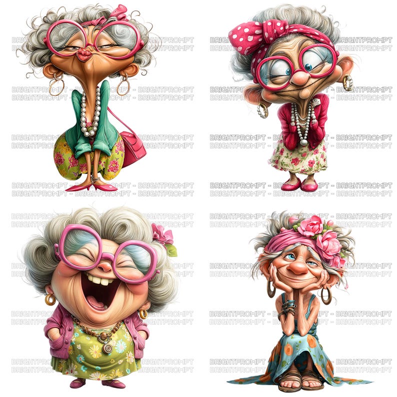 Funny Grandma Clipart Bundle, Quirky Granny PNG Graphics - Etsy