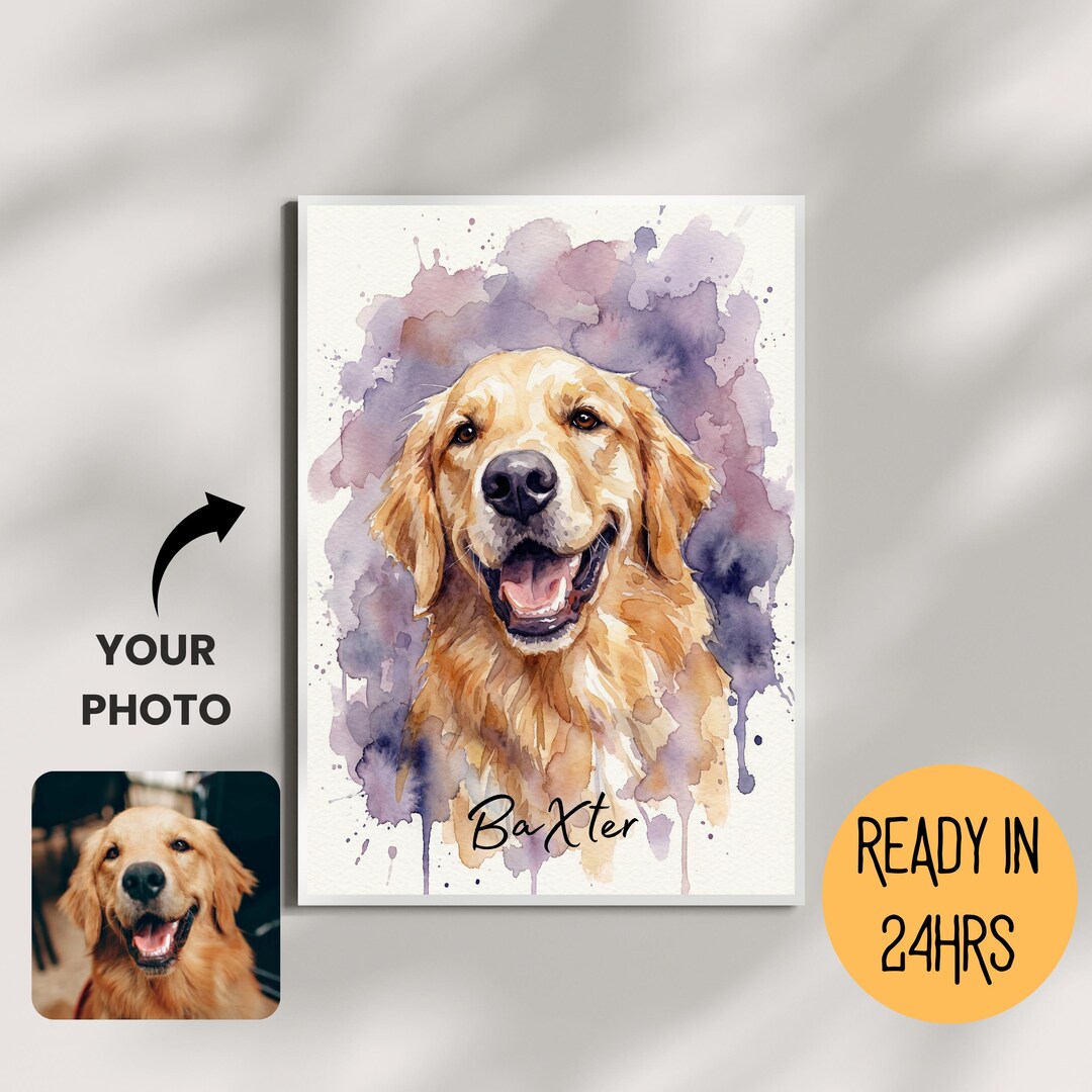 Personalized Watercolor Pet Portraits, Custom Cat & Dog Portrait for ...