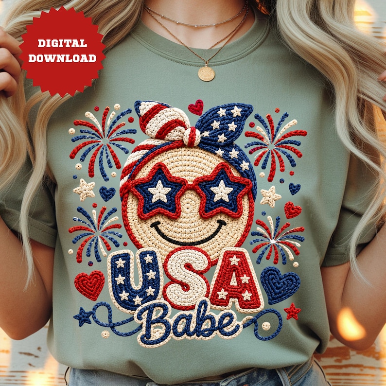 Patriotic Faux Crochet PNG Bundle, 4th of July Sublimation Designs, USA Summer Clipart, 300DPI (Digital Download).
Patriotic faux crochet clipart bundle featuring 16 red, white, and blue PNG designs including popsicles, bows, sunglasses, eagle, dog, flowers, cherries, and USA-themed summer graphics.
patriotic png, faux crochet png, 4th july bundle, usa sublimation, crochet usa png, patriotic shirt png, usa babe png, sweet liberty png, freedom bow png, paws and stripes, summer usa design