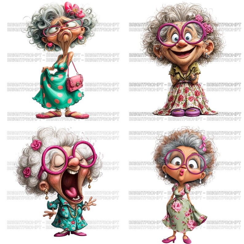 Funny Grandma Clipart Bundle, Quirky Granny PNG Graphics - Etsy