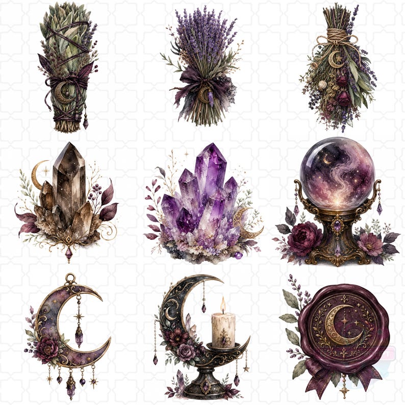 Gothic Apothecary Witch Clipart Bundle, Potion Bottles, Dark Botanical PNG, Mystical Stationery with 40 PNG files featuring potion bottles, spell books, candles, crystals, dark botanicals, moon magic, black florals, ravens, and mystical stationery elements.
gothic clipart, witch clipart, apothecary png, potion bottle png, dark botanical, mystical png, spell book png, witchy stationery, gothic journal, moon magic png, crystal clipart, gothic floral png, digital download