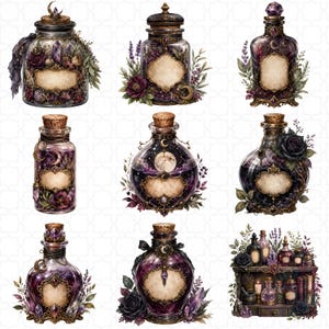Gothic Apothecary Witch Clipart Bundle, Potion Bottles, Dark Botanical PNG, Mystical Stationery with 40 PNG files featuring potion bottles, spell books, candles, crystals, dark botanicals, moon magic, black florals, ravens, and mystical stationery elements.
gothic clipart, witch clipart, apothecary png, potion bottle png, dark botanical, mystical png, spell book png, witchy stationery, gothic journal, moon magic png, crystal clipart, gothic floral png, digital download