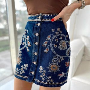 Hippie Denim Skirt - Etsy