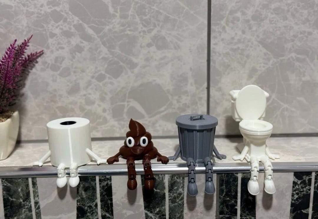 Funny Bathroom Mini Figures Set – Toilet, Poop, Trash Can & Toilet ...