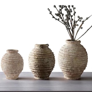 Rustic Textured Ceramic Vase | Boho Farmhouse Decor | Handmade Pottery Centerpiece | Modern Minimalist Home Accent Vase | Gift For Her