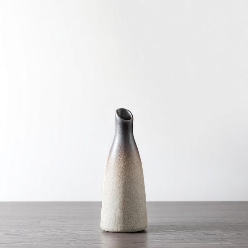 Keramische minivaas | Japanse bloempot | Tafelvaas van ruw aardewerk | Zen-decor | Koperafwerking in Chinese stijl | Wabi Sabi-huisdecoratie