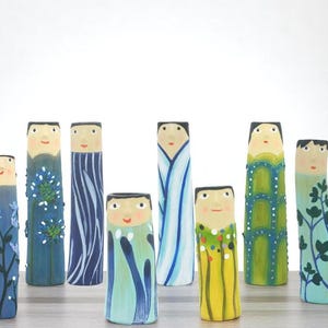Jarrones de cerámica hechos a mano / Jarrones de gres con caras para flores secas / Decoración bohemia / Regalo para amantes del jardín / Decoración de cerámica primaveral