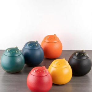 Ceramiczny pojemnik na herbatę dla kota z pokrywką | Minimalistyczne przechowywanie w kuchni dla zwierząt