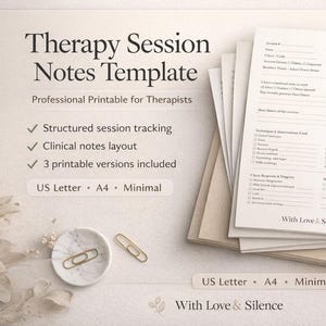Therapy Session Notes Template | Clinical Client Log (PDF Download)