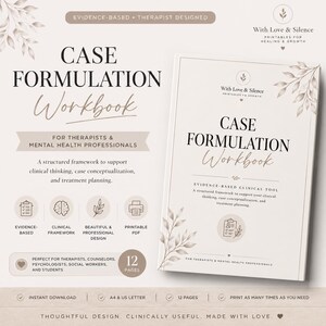 Therapist Case Formulation Workbook | Clinical Psychology, Counseling Conceptualization (Digital Download)