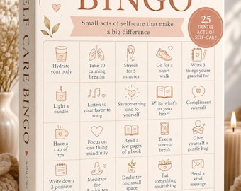 Bingo de Salud Mental / Un juego de autocuidado suave para días de atención plena / PDF imprimible