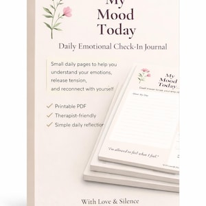 Tägliches Arbeitsblatt für psychische Gesundheit, Stimmungstracker | Emotional Check-In Therapie Reflection Printable Journal Tool | PDF-Datei