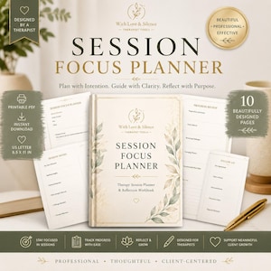 Therapist Session Planner – Counseling Notes, Clinical Tool (PDF Download)