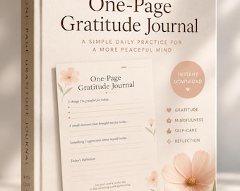 Daily Gratitude | One Page Gentle Reflection for Mindful Moments | Printable PDF