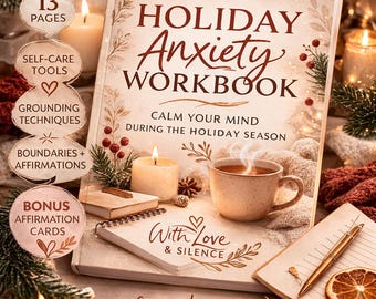 Holiday Anxiety Journal | Gentle Stress Relief & Emotional Calm | Printable PDF