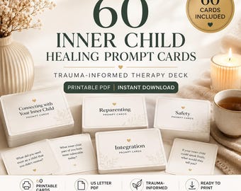 Inner Child Healing Prompt Cards | Trauma-Informed Therapy Deck (PDF Download)