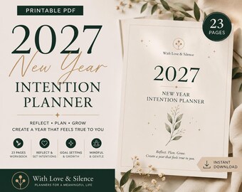2027 Intention Planner, Reflective Goal Setting Workbook (Printable PDF)