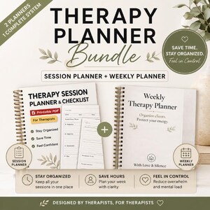 Paquete de planificador de terapia, notas SOAP de sesión y semanales (PDF imprimible)